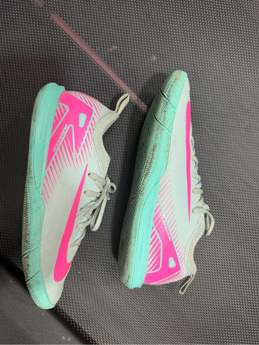 Nike  Mecurial indoor soccer cleats- Teal with Pink Lining